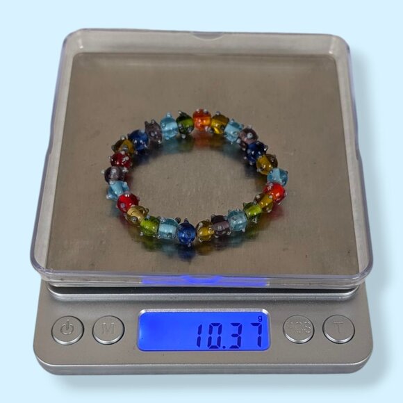 Colourful Bumpy Glass Beaded Stretch Bracelet - Picture 4 of 4
